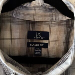 George Men's Black and White Plaid Button Down Shirt